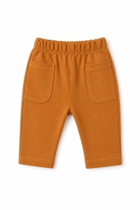 Set haine bebe baiat 2 piese bumbac premium – tricou cu barcute si pantaloni maro, fotografie de produs pe fundal alb