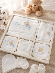 Set nou-nascut 10 piese Sweet Dreams bleu, 100% bumbac pentru bebelusi - Img 2