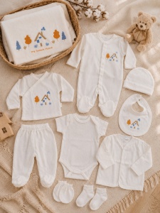 Set nou-nascut 10 piese Sweet Home, 100% bumbac, hainute bebe pentru maternitate