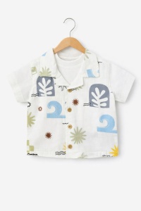 Set vara bebe 3 piese bumbac maieu camasa si pantaloni scurti casual - Img 4