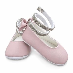 Balerini bebe fetite roz cu barete stralucitoare, eleganti pentru botez si ocazii
