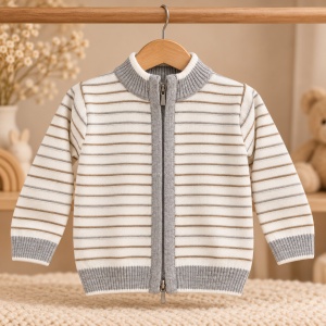 Compleu bebe baiat 4 piese, camasa, cardigan tricotat, pantaloni si papion, gri - Img 4