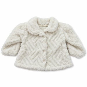 Compleu fetita cu geaca teddy crem, bluza imprimata si pantaloni roz pudrat, fotografie de produs pe fundal alb