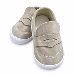 Mocasini bebe baieti bej, pantofiori eleganti cu talpa moale