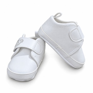 Pantofi bebe albi din piele ecologica cu arici si ursulet brodat - Img 5