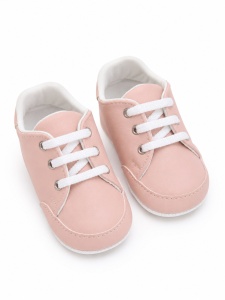 Pantofi bebe roz casual cu siret si aplicatie stea comozi - Img 3