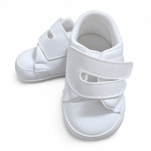Pantofiori bebe albi din piele ecologica cu doua barete cu arici - Img 5