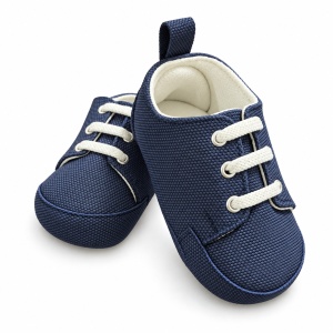 Pantofiori bebe bleumarin cu sireturi, captusiti si talpa moale - Img 4