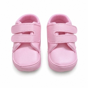 Pantofiori bebe roz din piele ecologica cu barete cu arici - Img 3