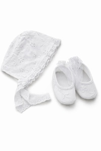 Rochita fetita din bumbac set elegant cu bonetica si accesorii, fotografie de produs pe fundal alb