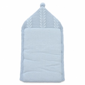 Sac de dormit bebe tricotat bleu cu gluga, captuseala pufoasa si nasturi laterali - Img 3