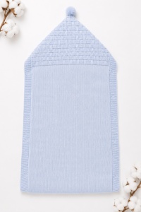 Sac de dormit nou nascut bleu crosetat imblanit cu gluga pentru carucior scoica si landou - Img 5