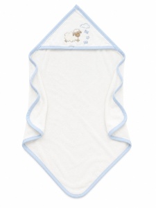 Set baie copii 4 piese alb bleu cu oita, halat, prosop si papuci, 100% bumbac - Img 4