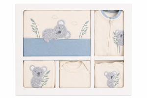 Set bebe 10 piese bumbac bleu crem complet nou nascut - Img 4