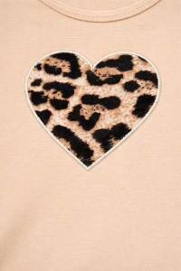 Set bebe 3 piese body pantaloni bentita leopard bej inimioara bumbac fete - Img 5