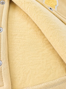 Set bebe 3 piese galben din bumbac cu bluza, jacheta college si pantaloni pentru bebelusi - Img 4