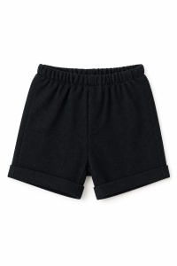 Set bebe baiat 2 piese camasa crem cu imprimeu si pantaloni scurti negri elegant - Img 5