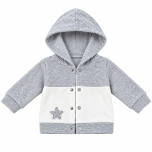 Set bebe baiat 3 piese, catifea gri, body bumbac cu pinguin, hanorac si pantaloni - Img 5
