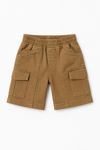 Set bebe baiat 3 piese tricou vesta blug si pantaloni scurti denim casual, fotografie de produs pe fundal alb