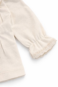 Set bebe fete 3 piese crem elegant bluza dantela pantaloni bentita - Img 6