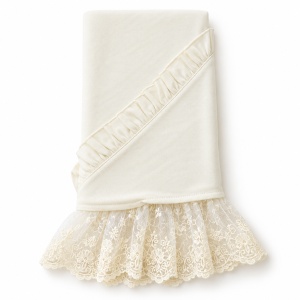 Set bebe fetita din bumbac 10 piese, crem, cu dantela si detalii florale - Img 4