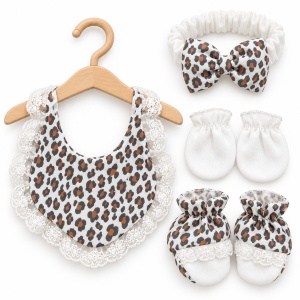 Set bebe fetita din muselina 10 piese, alb cu animal print, Little Princess - Img 5