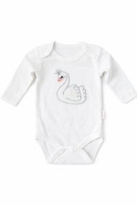 Set bebe fetite 3 piese alb cu lebada, body pantaloni si jacheta, fotografie de produs pe fundal alb