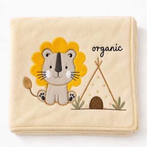 Set nou-nascut 10 piese din bumbac organic, salopeta, body, paturica si accesorii, model leut, galben crem - Img 4