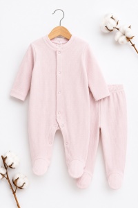 Set nou nascut 10 piese roz Happy Bear, bumbac moale pentru fetite - Img 4