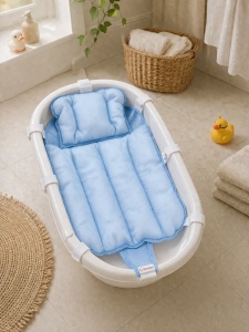 Suport baie bebelusi tip ham cadita ergonomic antialunecare 0+ luni albastru