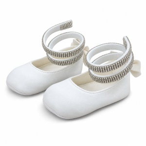 Balerini bebe fetite albi cu barete stralucitoare, eleganti pentru botez si ocazii - Img 4