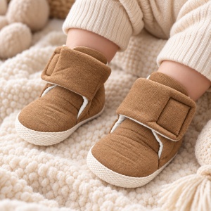 Cizmulite bebe maro captusite cu arici si talpa moale