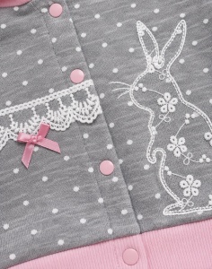 Compleu bebe fetite 3 piese cu hanorac roz gri body si pantaloni din bumbac - Img 6