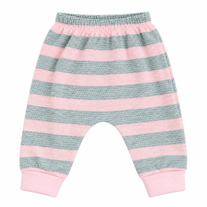Compleu fetita 3 piese din bumbac cu bluza jacheta cu gluga si pantaloni roz gri - Img 3
