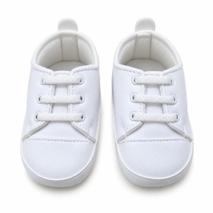Pantofiori bebe albi cu sireturi, eleganti, talpa moale - Img 4
