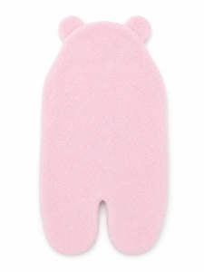 Port bebe roz cu gluga tip ursulet, interior pufos si inchidere velcro - Img 5