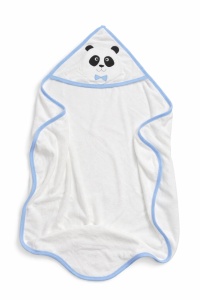 Prosop bebe cu gluga panda albastru, prosop baie nou nascut bumbac moale absorbant - Img 2