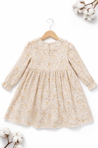 Rochie bebe fetita cu imprimeu floral si guler dantelat cu maneca lunga - Img 6