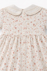 Rochie fetita crem floral cu funda maro eleganta vintage botez aniversari - Img 6