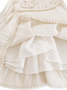 Rochita bebe fetita cu bentita din muselina eleganta crem - Img 4