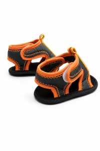 Sandale bebe gri cu portocaliu tip sport, usoare si confortabile pentru vara - Img 5