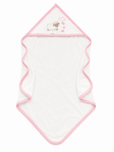 Set baie copii 4 piese alb roz cu oita, halat, prosop si papuci, 100% bumbac - Img 5