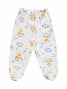 Set bebe 3 piese bumbac ribat cu ursuleti, bluza pantaloni caciulita - Img 5