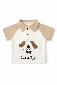 Set bebe baiat 2 piese tricou si pantaloni scurti bumbac model cute puppy - Img 5