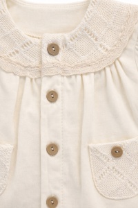 Set bebe fete 3 piese crem elegant bluza dantela pantaloni bentita - Img 3