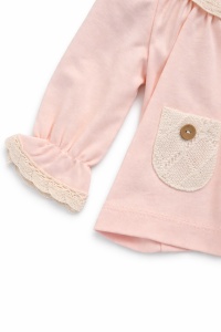 Set bebe fete roz pudra 3 piese elegant bluza dantela pantaloni bentita - Img 6