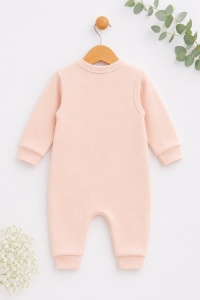 Set bebe fetita 2 piese roz pudra cu salopeta iepuras si bluza din bumbac - Img 5
