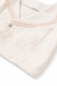 Set bebe fetita 3 piese din bumbac body pantaloni si jacheta eleganta cu broderie - Img 5