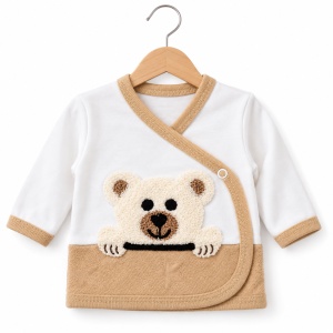 Set nou-nascut 10 piese din bumbac organic cu paturica, body si accesorii, ursulet, maro caramel - Img 3