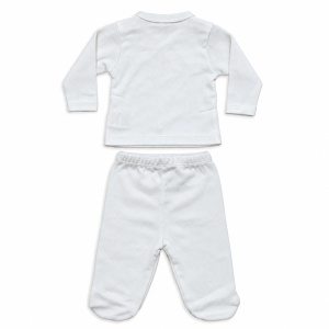 Set nou nascut 5 piese bumbac alb cu koala brodat si botosei integrati - Img 4